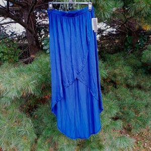 No Comment blue high low crossover skirt long NWT women's size medium rayon